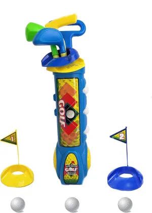 Sumac Children's Portable Mini Golf Play Set - Safe Non-Toxic Toddler Golf Game with 3 Clubs, Balls, and Trolley - Birthday Christmas for Boys and Girls