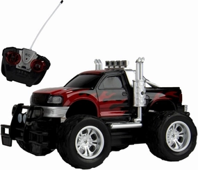 Sumac Large Toy Truck with Big Rig Wheels Bright LED Lights Explosive Sounds Smash Proof All Terrain Toy Car with Remote Control for Boys and Girls 3 Years and Above