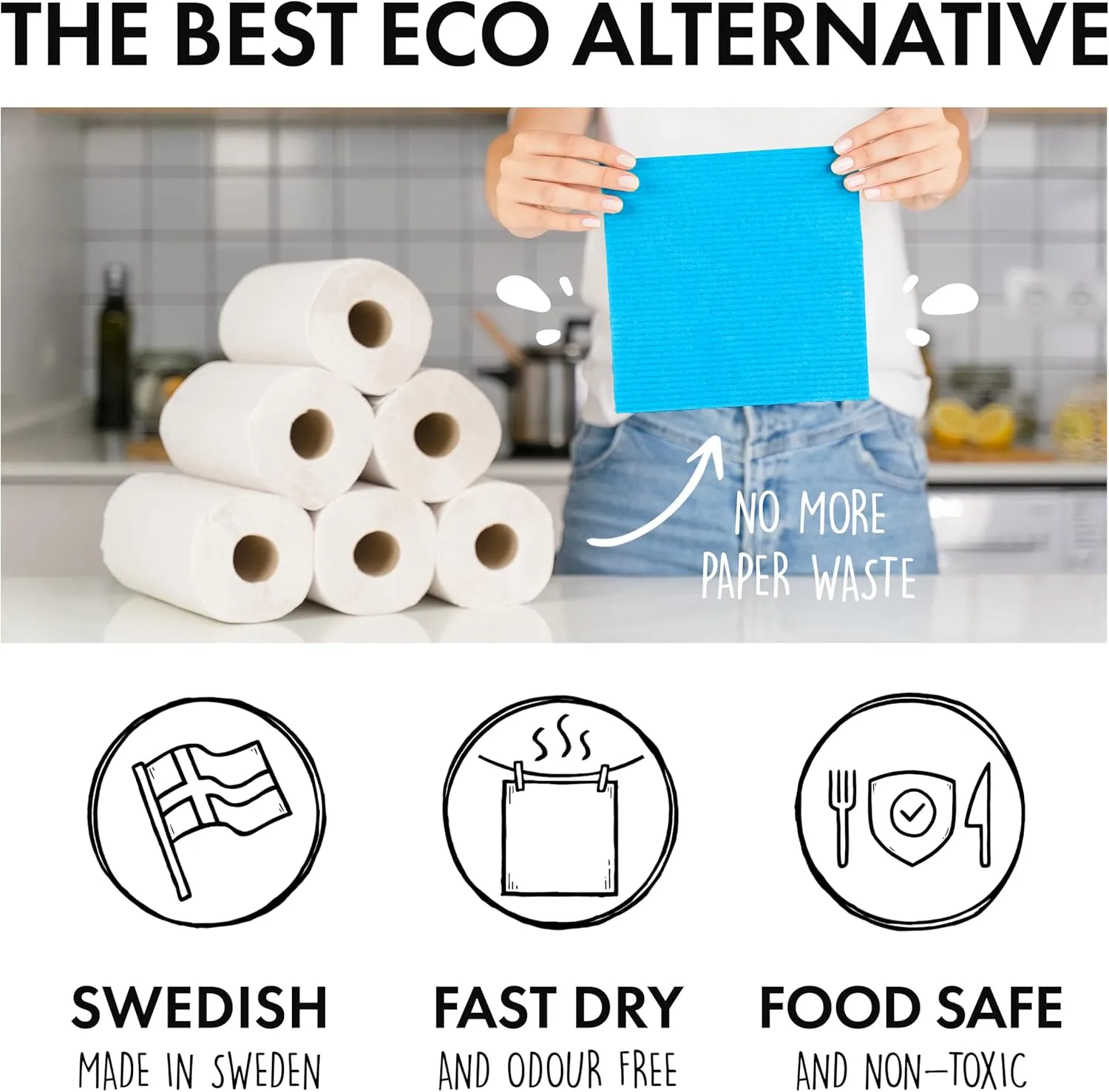 SUPERSCANDI Swedish Dishcloths Eco Friendly Reusable Sustainable Biodegradable Cellulose Sponge Cleaning Cloths for Kitchen Dish Rags Washing Wipes Paper Towel Replacement Washcloths (6 Pack Pink)