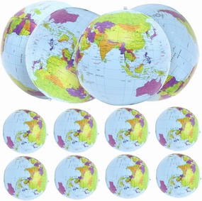 SUPVOX 12pcs Inflatable Beach Ball Globe Shaped Pool for Summer Fun Safe Material Educational Geography Learning for Pool and Beach Parties