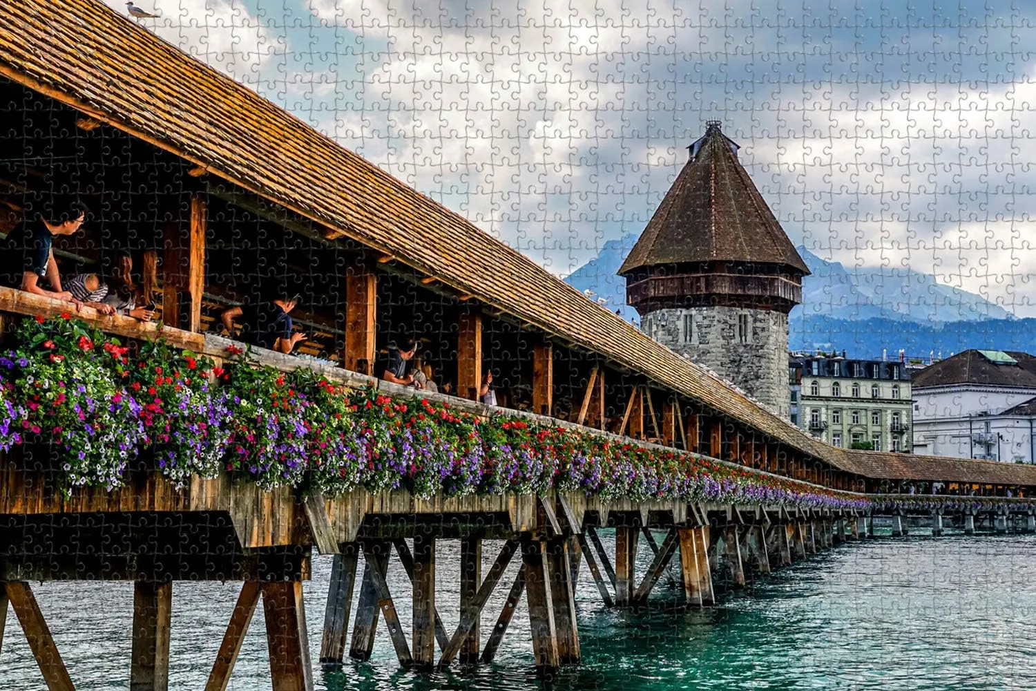 Switzerland Lucerne Chapel Bridge Jigsaw Puzzle for Adults 1000 Piece Wooden Travel Gift Souvenir