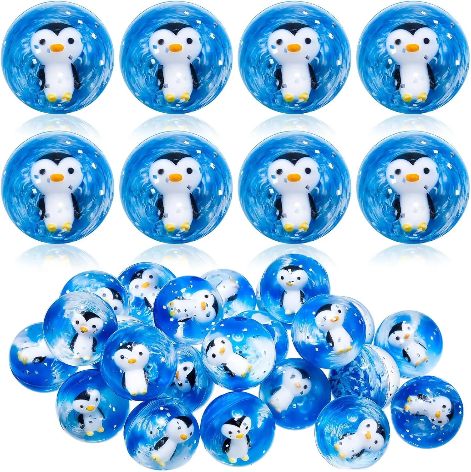 Syhood 24 Pcs Penguin Bouncy Ball Bulk Silicone Sea Creature Bounce Balls Sea Fish Party Favors Penguin Toy Game Indoor 45 mm Gift for Graduation (Penguin)