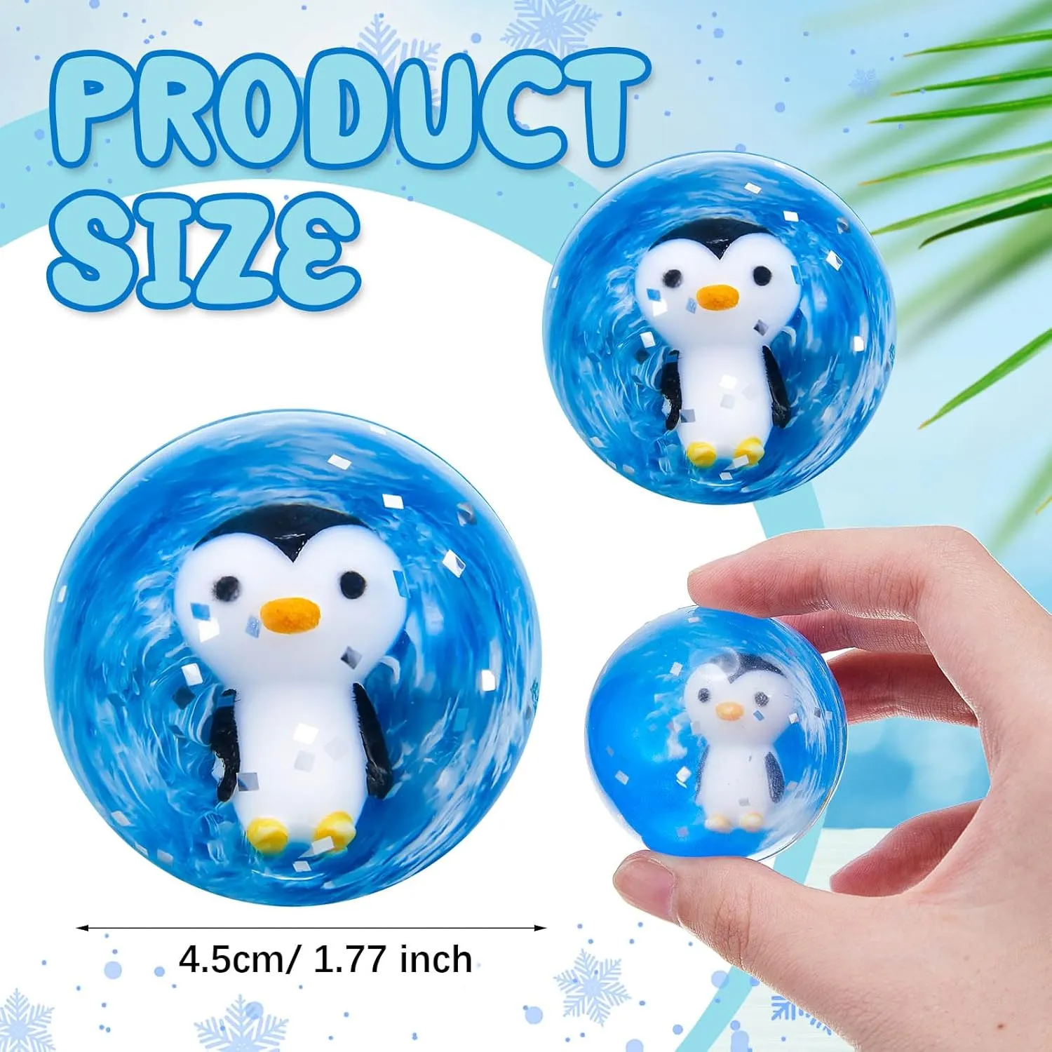 Syhood 24 Pcs Penguin Bouncy Ball Bulk Silicone Sea Creature Bounce Balls Sea Fish Party Favors Penguin Toy Game Indoor 45 mm Gift for Graduation (Penguin)