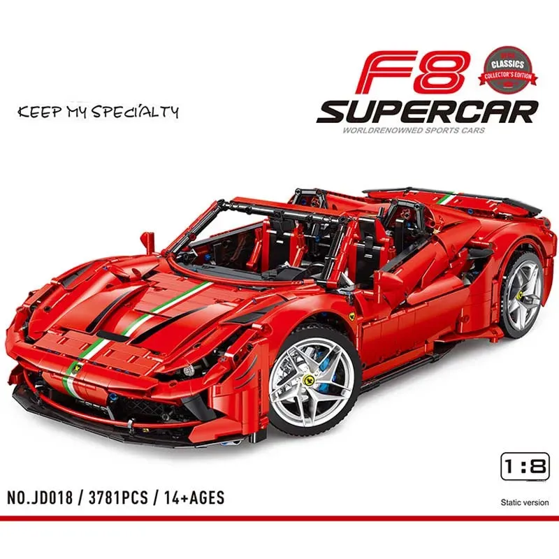 Technic MOC Ferrari F8 Racing Sports Car Bricks Toy