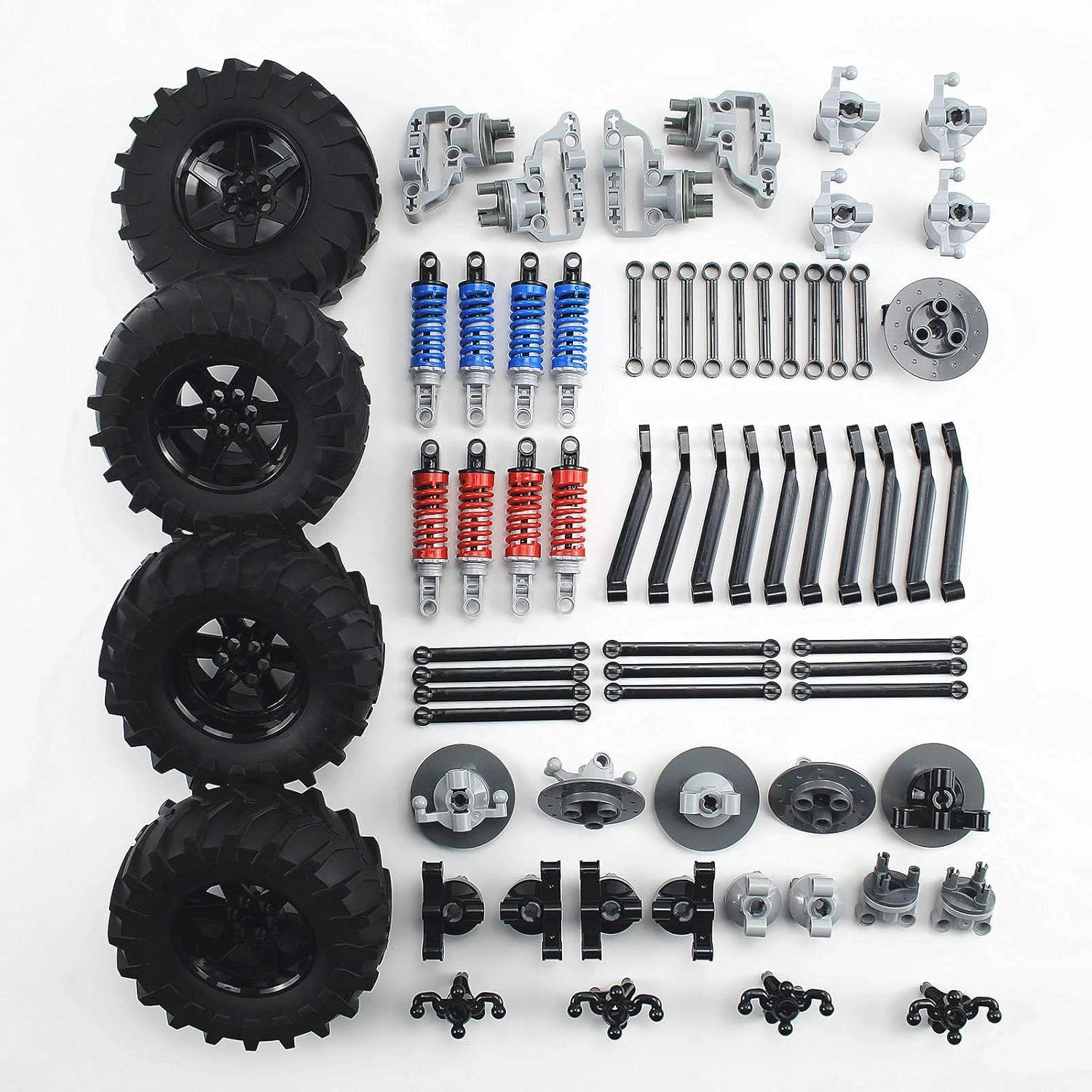 Technical Parts Vehicles Suspension Accessories with Tire 107x44 Technical Parts Set Compatible with All Major Brands, MOC Parts Building Toy DIY Replacement Spare Kit (68pcs)
