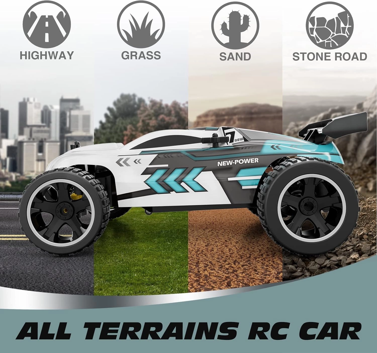 Tecnock RC Cars Remote Control Car for Kids, 1:18 Scale 20 KM/H 2WD Offroad Buggy, 2.4GHz RC Racing Car with USB-C Easy Charging & 50 Mins Playtime, Toys Gifts for Boys & Girls