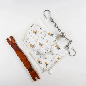 Teddy Time: Cozy Teddy Bear Printed Cradle with Safety Net