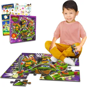 Teenage Mutant Ninja Turtles Floor Puzzle for Kids Set - Bundle with 36 Piece TMNT Floor Puzzle Plus Stickers, More | Teenage Mutant Ninja Turtles Puzzles for Kids Ages 4-8