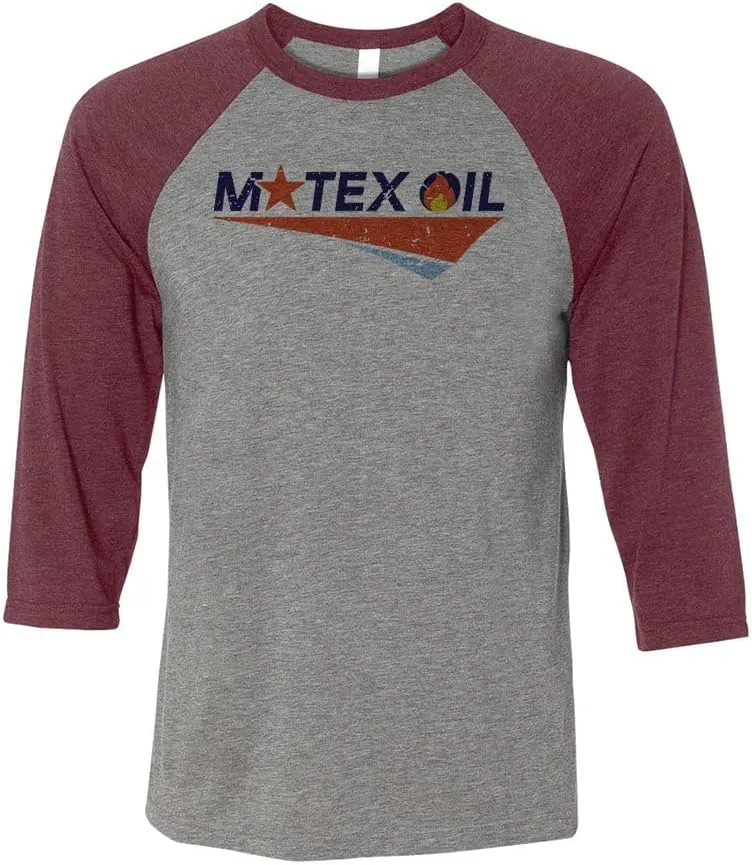 TeesAndTankYou Motex Oil Logo Three-Quarter Raglan Sleeve Baseball Shirt Unisex