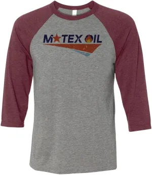TeesAndTankYou Motex Oil Logo Three-Quarter Raglan Sleeve Baseball Shirt Unisex