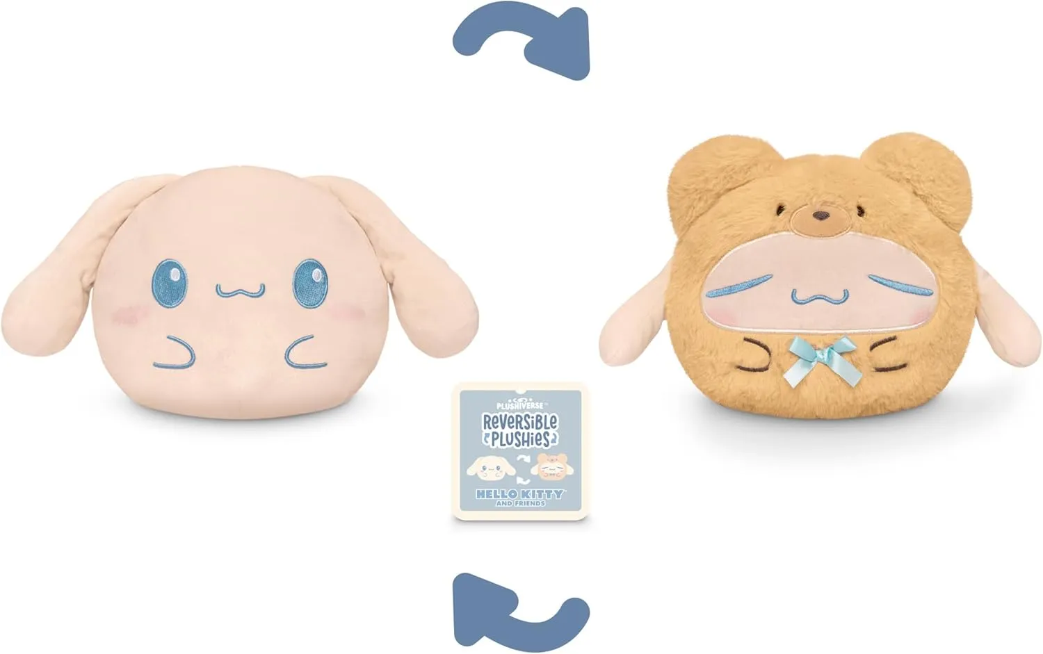TeeTurtle Cinnamoroll Teddy Bear Reversible 6" Plushie - Officially Licensed Sanrio - Cute Kawaii Soft Stuffed Animal