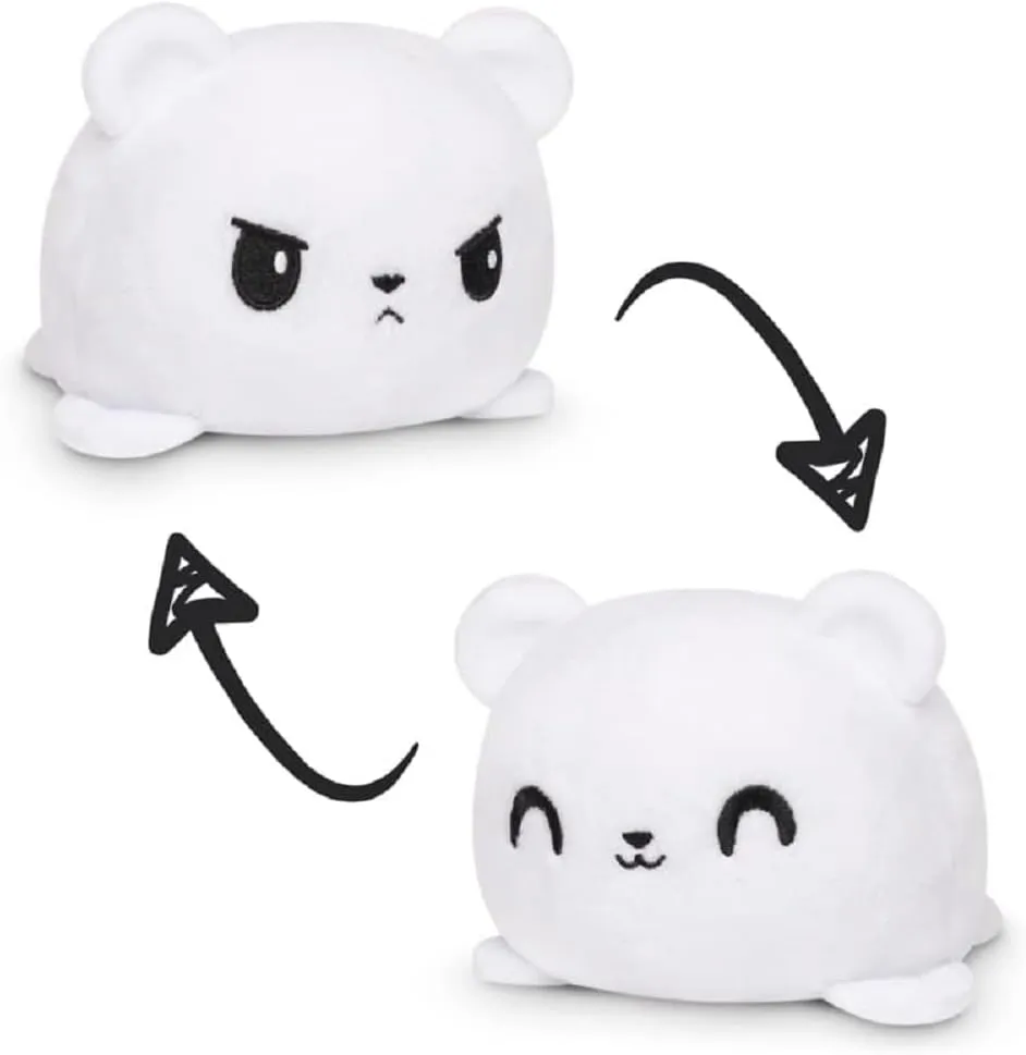 TeeTurtle - The Original Reversible Bear Plushie - Polar Bear - Cute Sensory Fidget Stuffed Animals That Show Your Mood