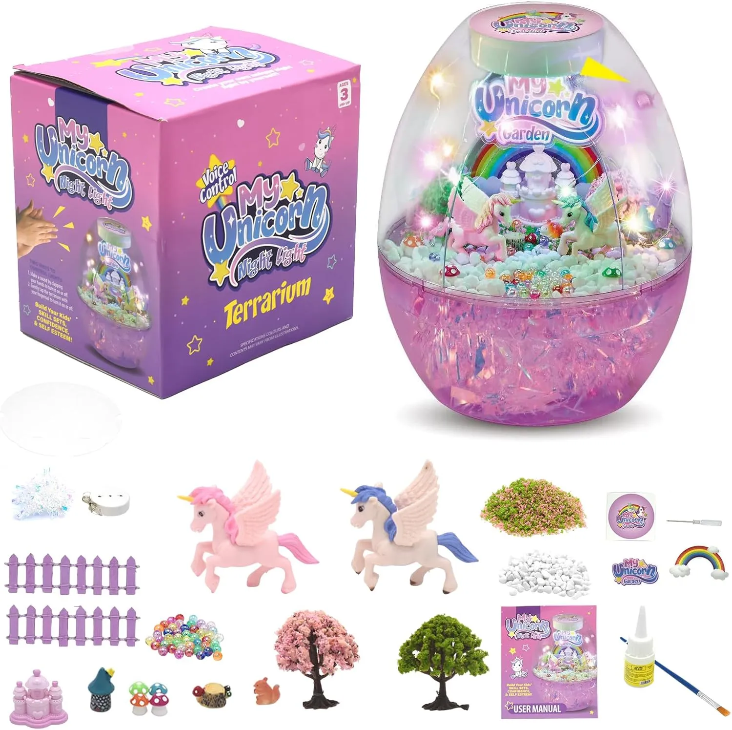 Terrarium Kit for Kids Build a Mermaid Habitat, DIY Night Light Mermaid Toys, Science Kits, Arts and Crafts for Boys Girls Ages 3  4 5 6 7 8 9 10 Gifts