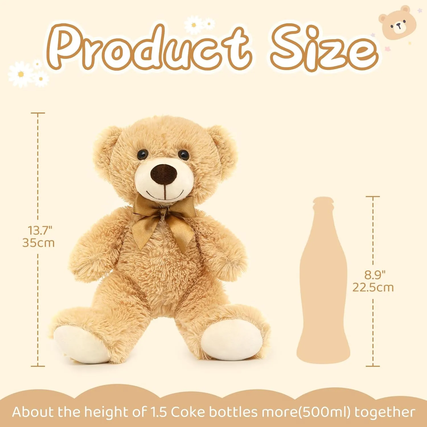 Tezituor Teddy Bears Stuffed Animals Bulk 10 Packs, 14 Inch Small Bears Plush for Baby Shower Cute Stuffed Bears Gift for Kids on Christmas, Birthday, Valentines, Light Brown