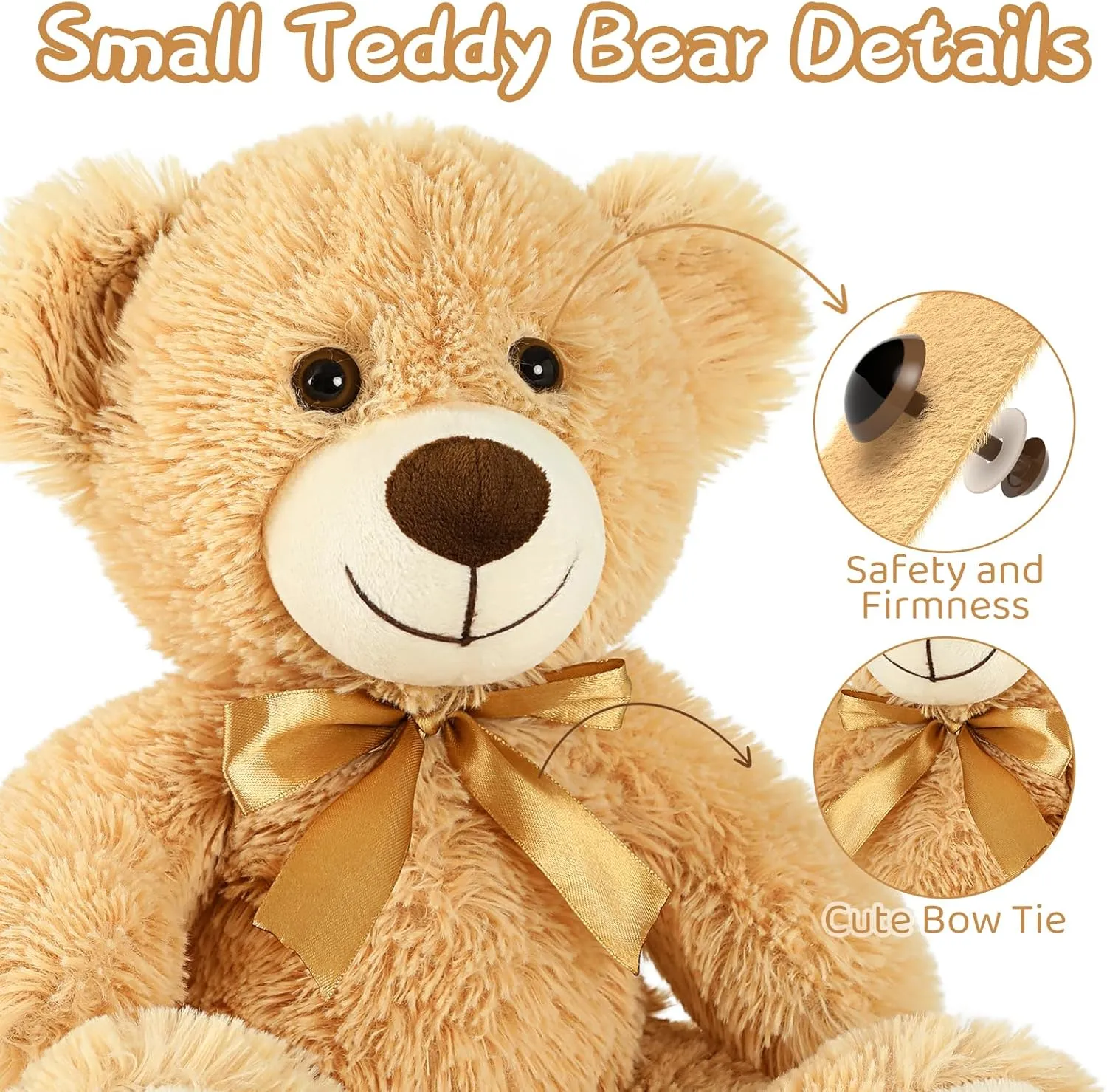 Tezituor Teddy Bears Stuffed Animals Bulk 10 Packs, 14 Inch Small Bears Plush for Baby Shower Cute Stuffed Bears Gift for Kids on Christmas, Birthday, Valentines, Light Brown