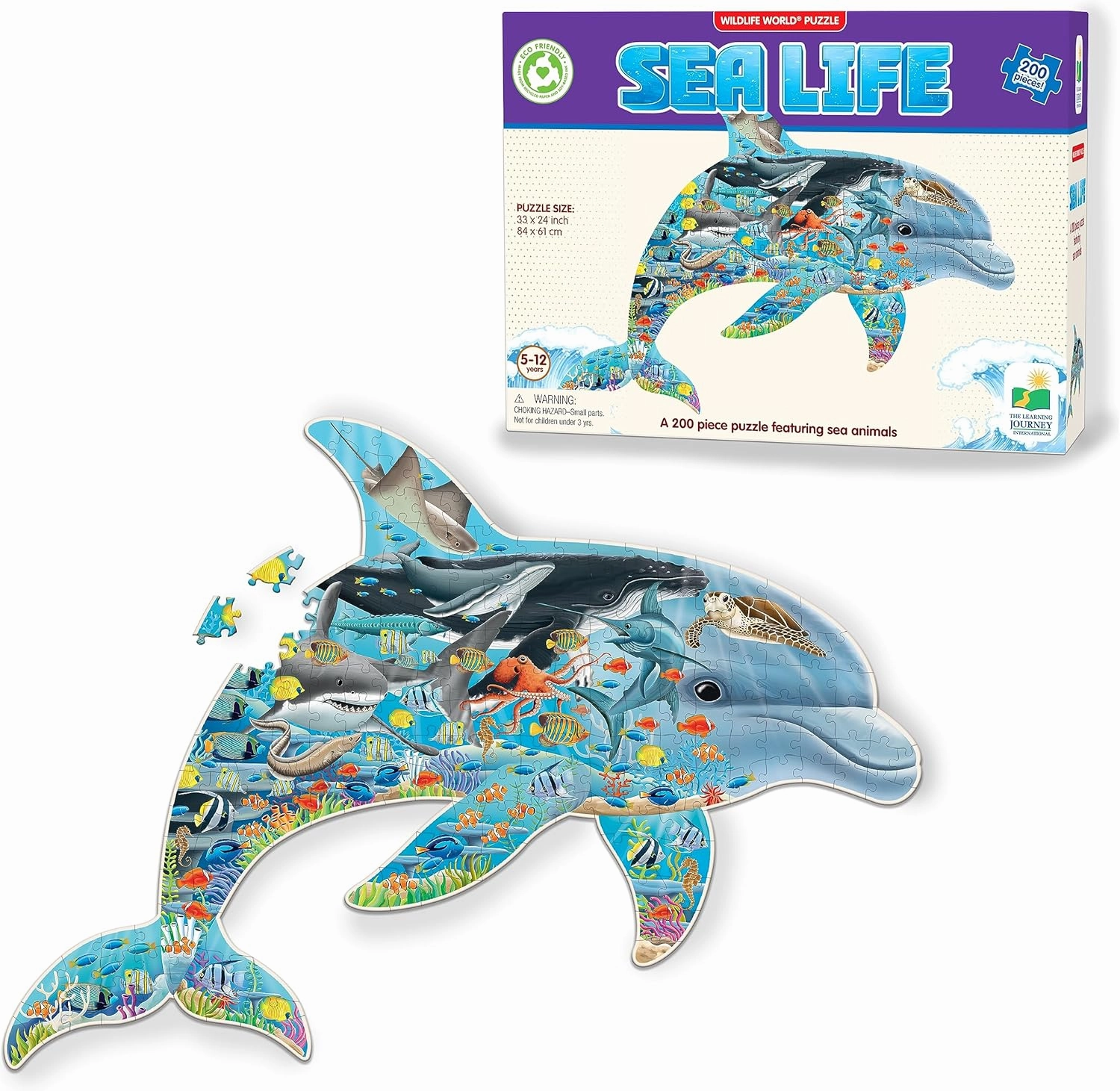 The Learning Journey: Wildlife World - Sea Life Puzzle - 200pcs Challenging Jigsaw Puzzles - Intellectual Game Learning Education Kids Age 6-12