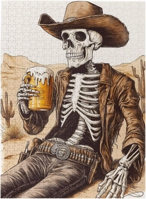 The Skeletons in The Desert Drink Alcohol,500 Piece Wooden Puzzle for Adults,Brain Training Challenge,Stress Relief Activity,Unique Artwork for Adults,Eco-Friendly Woodens Pieces