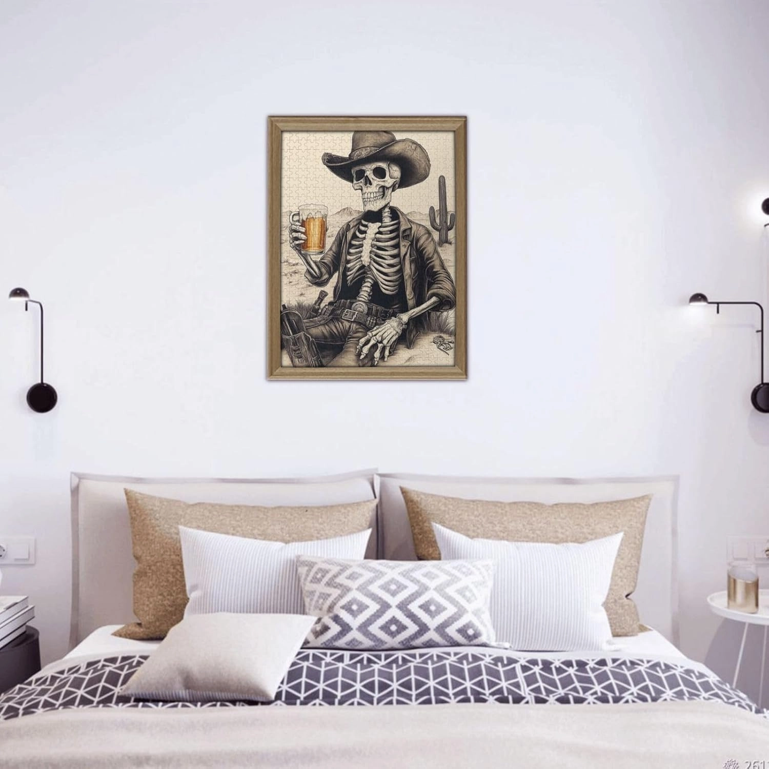 The Skeletons in The Desert Drink Alcohol,500 Piece Wooden Puzzle for Adults,Unique Artwork for Adults,Brain Training Challenge,Stress Relief Activity,Eco-Friendly Woodens Pieces