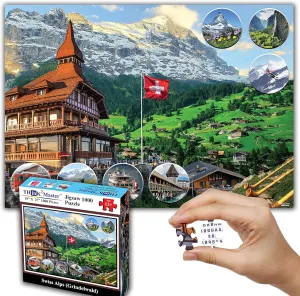 Think2Master Swiss Alps (Grindelwald) 1000 Pieces Jigsaw Puzzle. (for Teens & Adults) Finished Puzzle Size of This European Travel Destination is 26.8” X 18.9”