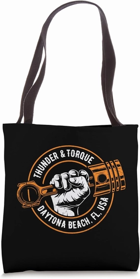 Thunder and Torque Daytona Beach FL Fist with Piston Design Tote Bag