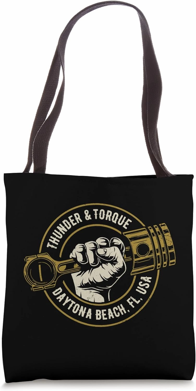 Thunder and Torque Daytona Beach FL Fist with Piston Design Tote Bag