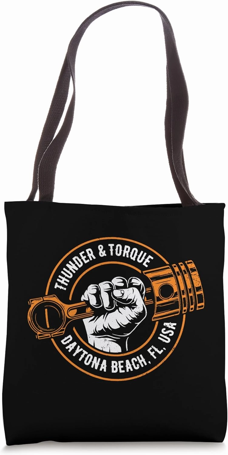 Thunder and Torque Daytona Beach FL Fist with Piston Design Tote Bag