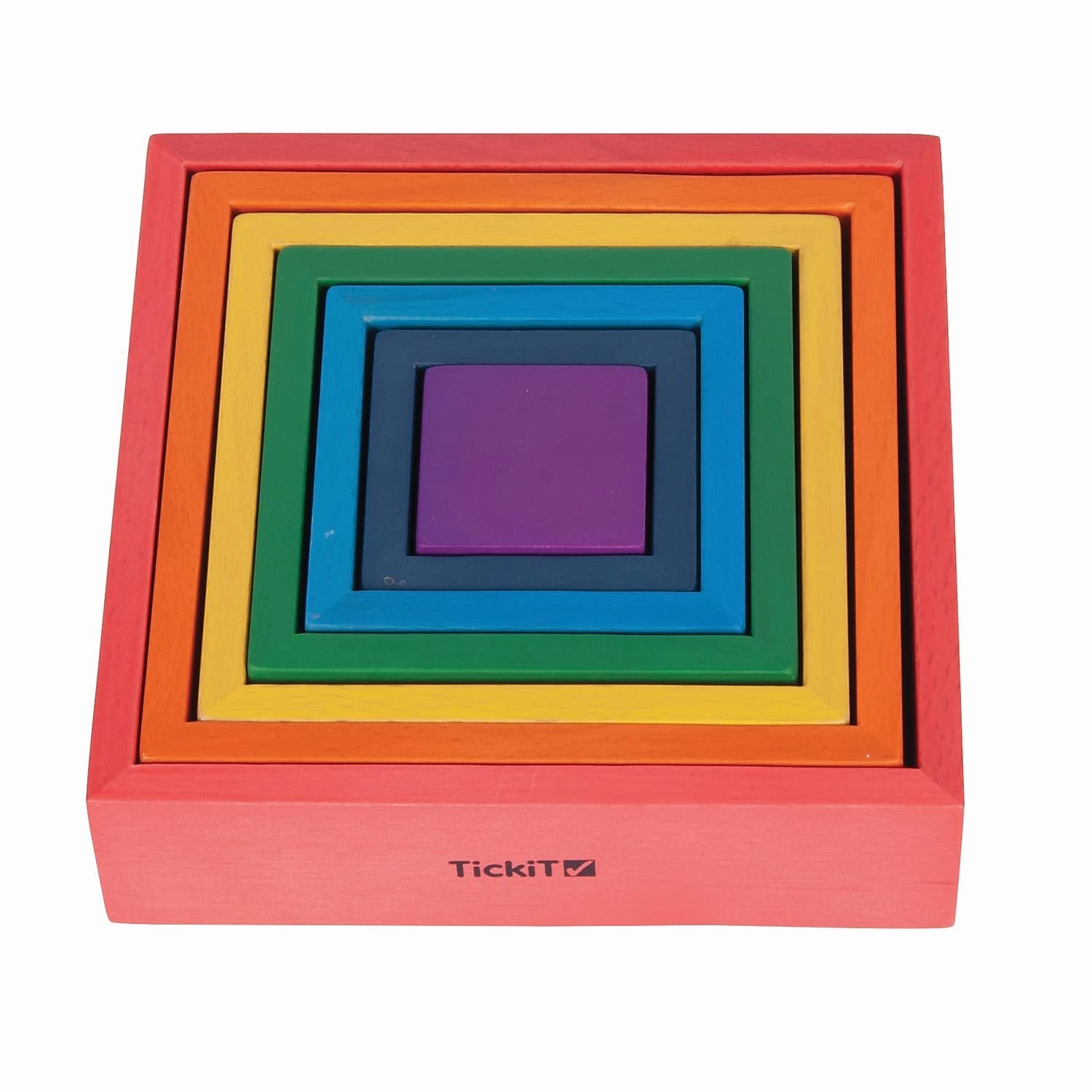 TickiT - 73416 Wooden Rainbow Architect Squares - Nesting Puzzle - Stacking Blocks for Ages 12M 