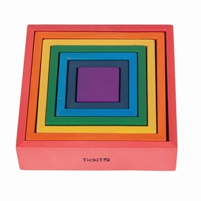 TickiT - 73416 Wooden Rainbow Architect Squares - Nesting Puzzle - Stacking Blocks for Ages 12M 