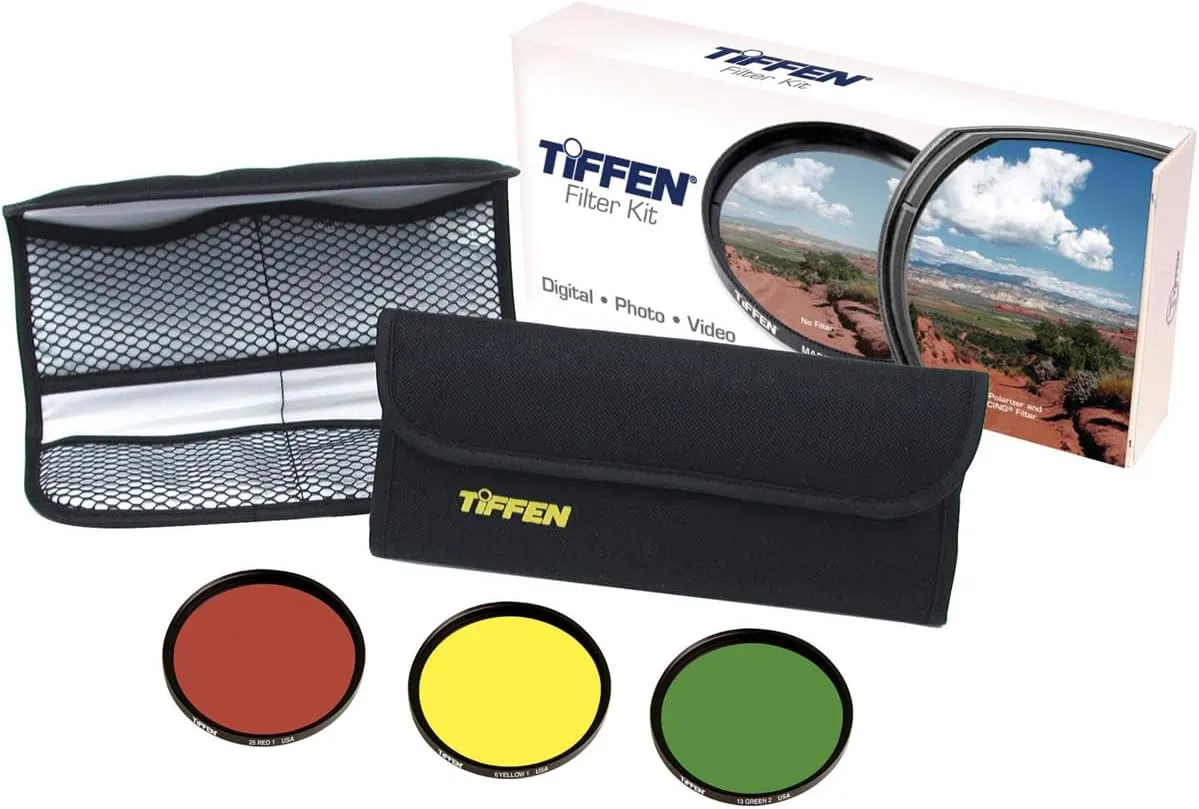 Tiffen Black & White Filter Kit (Yellow, Red, Green and Pouch), - 67mm
