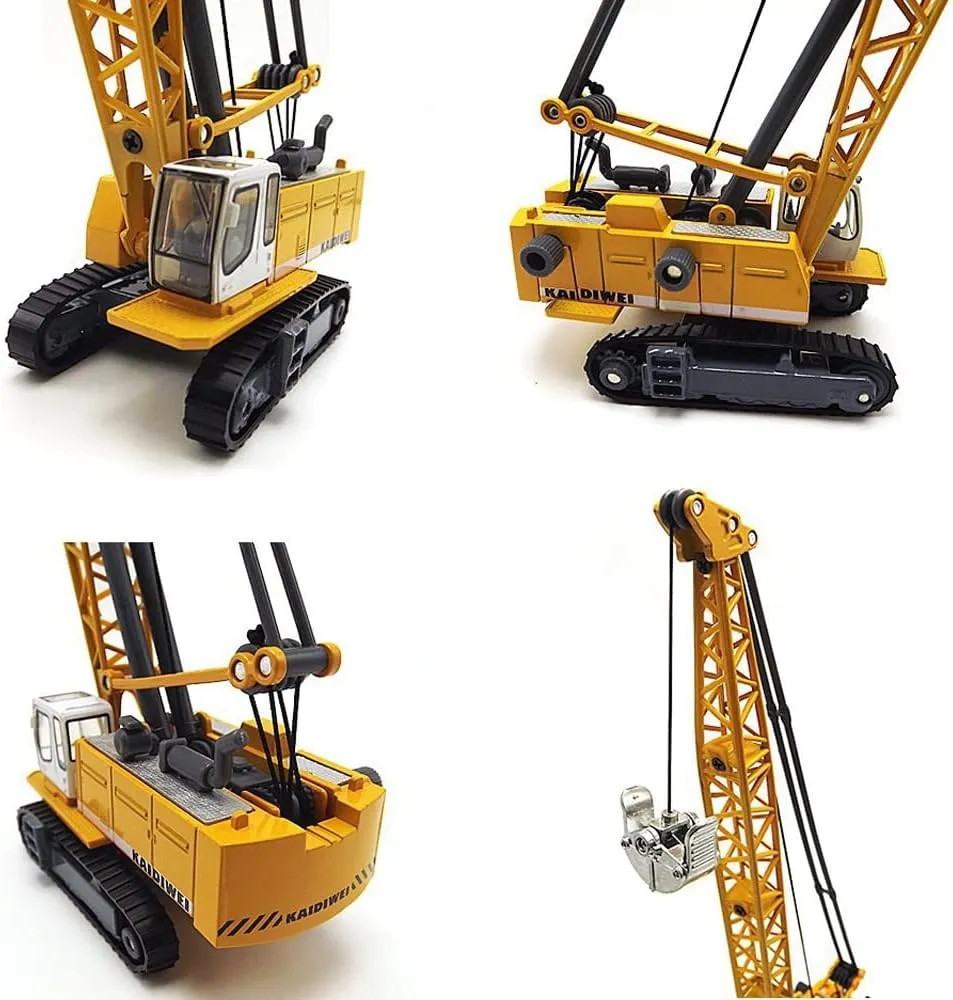 Tipmant Children Alloy Die-cast Car Model Toy Excavator Truck Digging Cable Engineering Vehicle Tower Crane Collection Gift for Kids Scale: 1:87