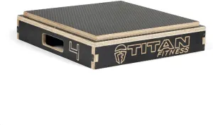 Titan Fitness Anti-Slip 4in Stackable Wooden Plyometric Box, Pro-Duty Plyo Box, Jump Step-Up Box Squat, Home Garage Gym Training