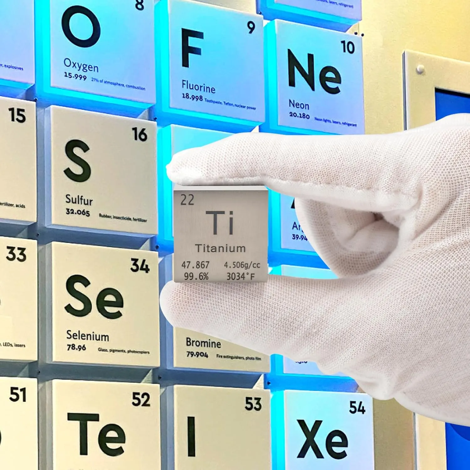 Titanium Cube Metal Density Cubes Pure Metal High Density Element Cube for Element Collections Lab Experiment Periodic Table Collection DIY Teacher Science Creative Gift（Titanium，1 Inch）