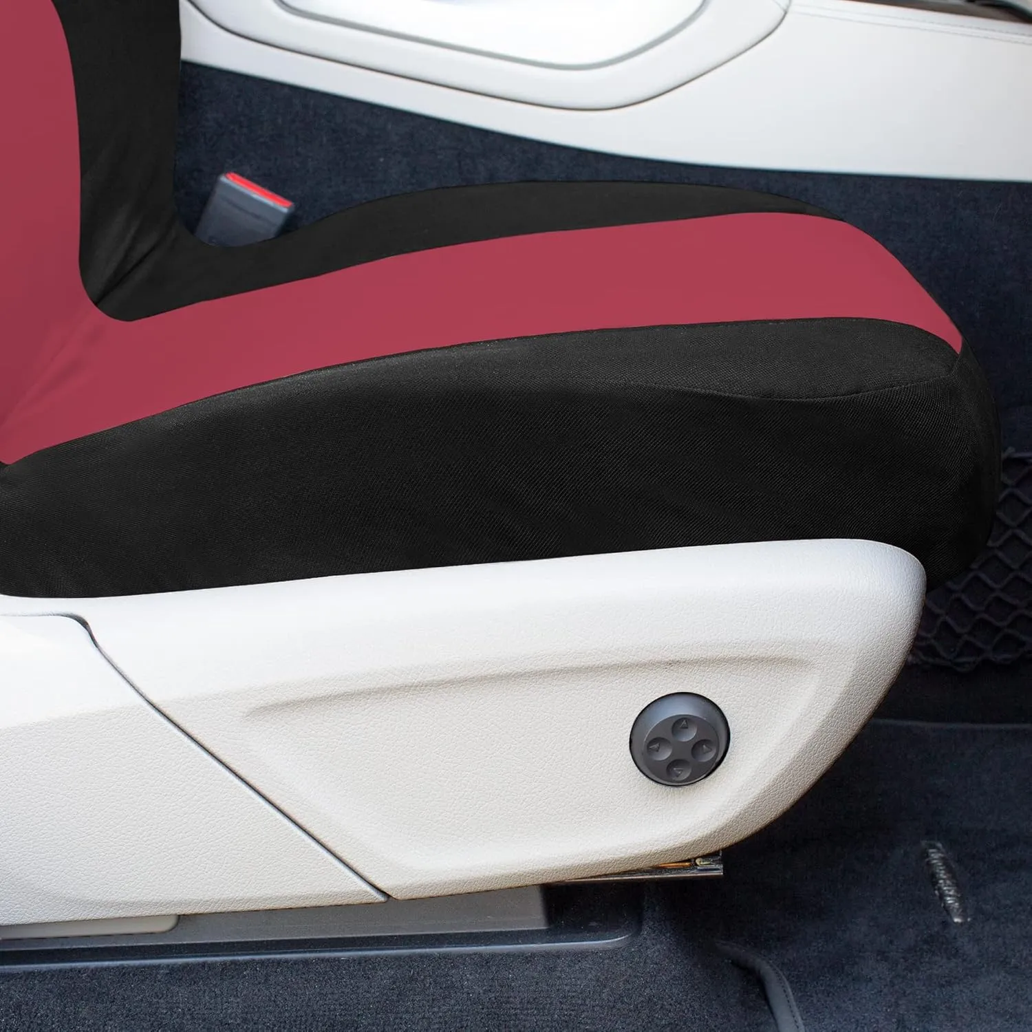 TLH Universal Fit Automotive Seat Covers Burgundy Cloth Car Seat Covers Full Set, Car Seat Protector Interior Accessories Classic Flat Cloth Car Seat Covers fit for Most Cars, Trucks, SUVs or Vans