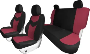 TLH Universal Fit Automotive Seat Covers Burgundy Cloth Car Seat Covers Full Set, Car Seat Protector Interior Accessories Classic Flat Cloth Car Seat Covers fit for Most Cars, Trucks, SUVs or Vans