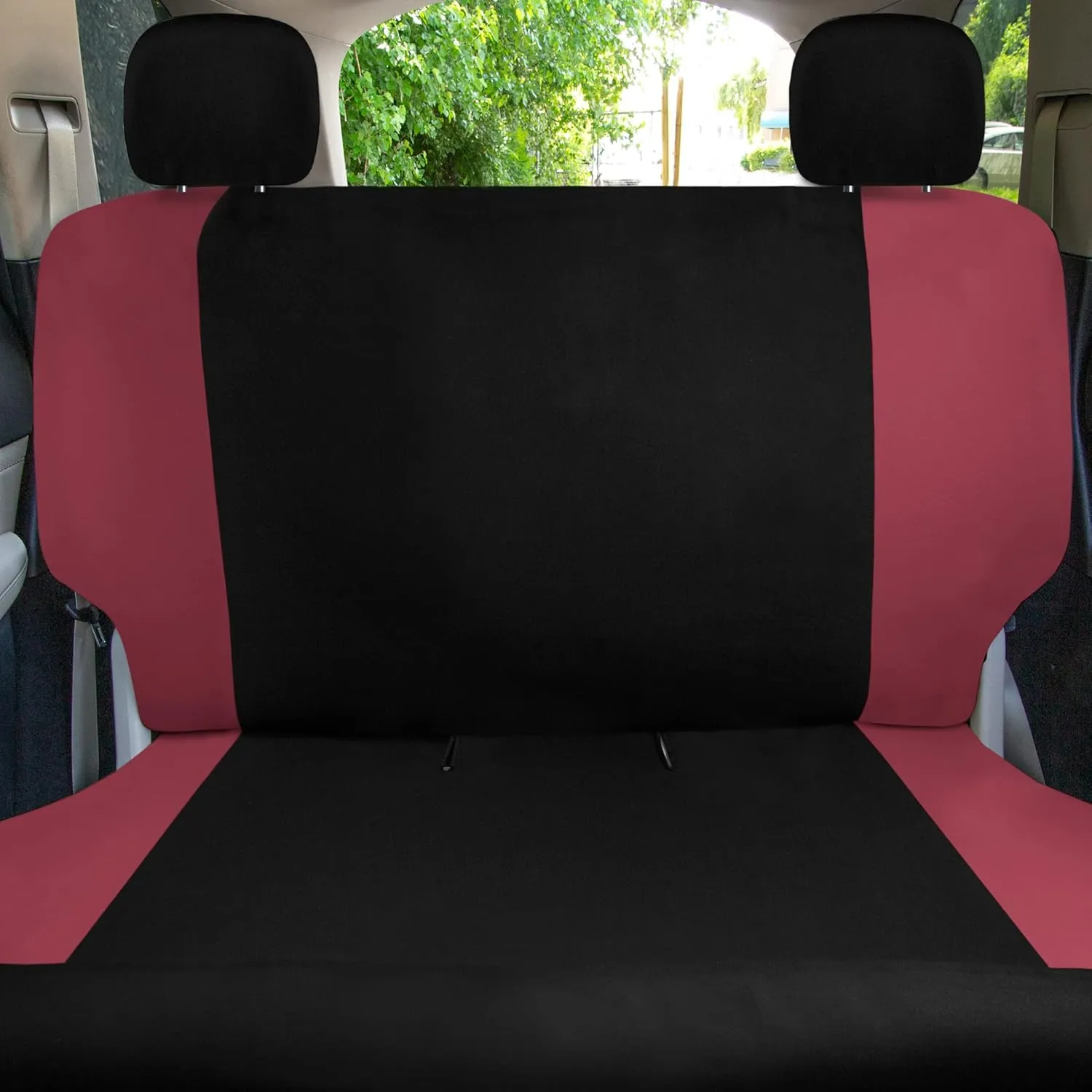 TLH Universal Fit Automotive Seat Covers Burgundy Cloth Car Seat Covers Full Set, Car Seat Protector Interior Accessories Classic Flat Cloth Car Seat Covers fit for Most Cars, Trucks, SUVs or Vans