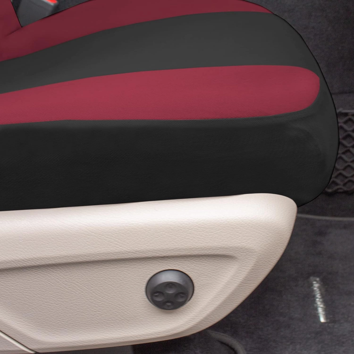 TLH Universal Fit Automotive Seat Covers Burgundy Cloth Car Seat Covers Full Set, Car Seat Protector Interior Accessories Classic Flat Cloth Car Seat Covers fit for Most Cars, Trucks, SUVs or Vans