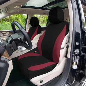 TLH Universal Fit Automotive Seat Covers Burgundy Cloth Car Seat Covers Full Set, Car Seat Protector Interior Accessories Classic Flat Cloth Car Seat Covers fit for Most Cars, Trucks, SUVs or Vans