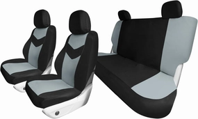 TLH Universal Fit Automotive Seat Covers Gray Black Cloth Car Seat Covers Full Set, Car Seat Protector Interior Accessories Classic Flat Cloth Car Seat Covers fit for Most Cars, Trucks, SUVs or Vans