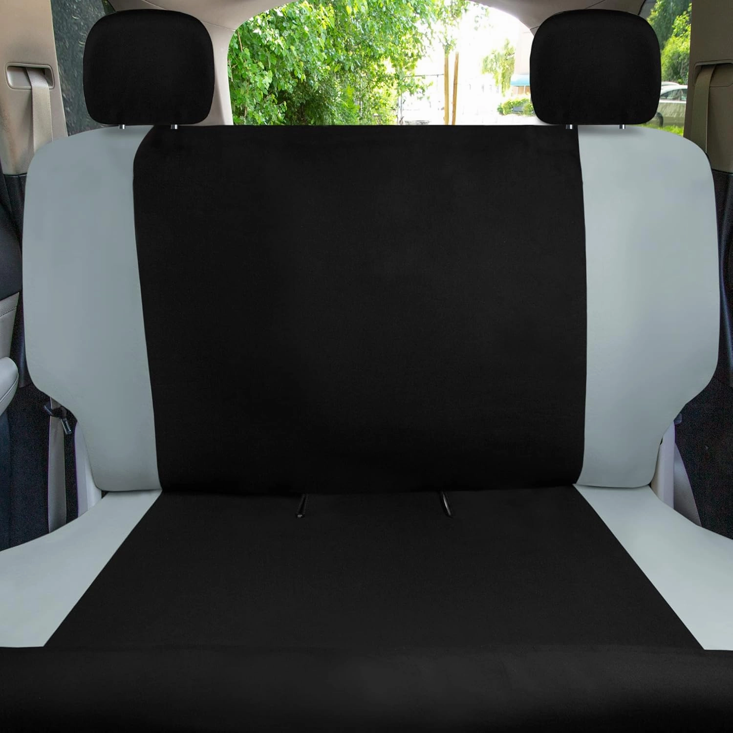 TLH Universal Fit Automotive Seat Covers Gray Black Cloth Car Seat Covers Full Set, Car Seat Protector Interior Accessories Classic Flat Cloth Car Seat Covers fit for Most Cars, Trucks, SUVs or Vans