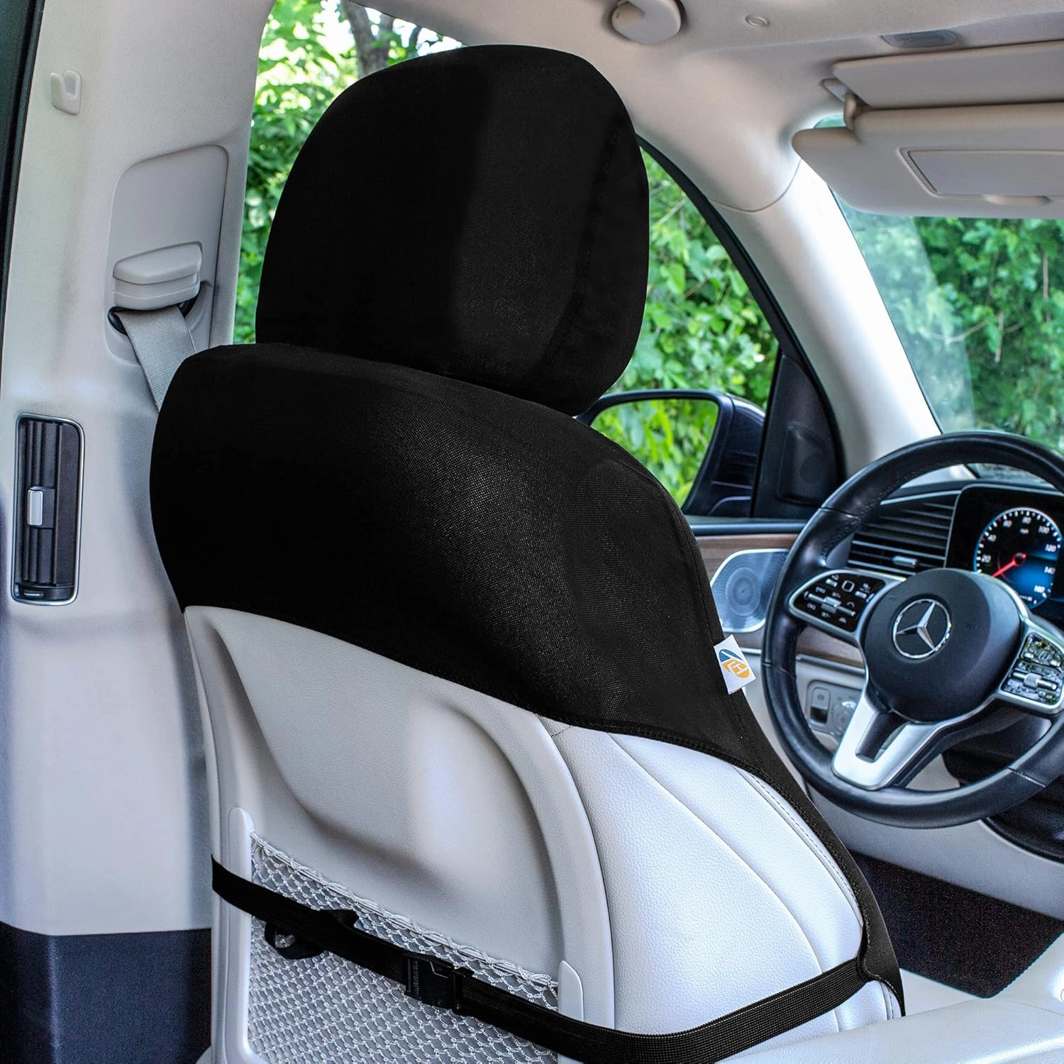 TLH Universal Fit Automotive Seat Covers Gray Black Cloth Car Seat Covers Full Set, Car Seat Protector Interior Accessories Classic Flat Cloth Car Seat Covers fit for Most Cars, Trucks, SUVs or Vans