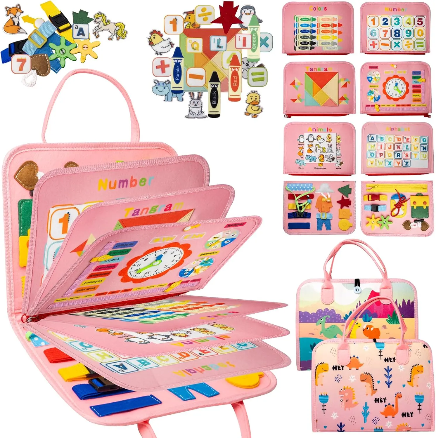 Toddler Busy Board, Montessori Toys Busy Book for Toddlers 1-3 Year Old, Gifts for 2 Year Old Girls Boy, Educational Learning Sensory, Kids Ages 2-4 Activities Toy for Airplane Car Travel
