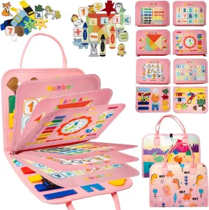 Toddler Busy Board, Montessori Toys Busy Book for Toddlers 1-3 Year Old, Gifts for 2 Year Old Girls Boy, Educational Learning Sensory, Kids Ages 2-4 Activities Toy for Airplane Car Travel