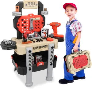 Toddler Tool Bench Set, 78pcs Tool Bench for Kids Ages 3-5 Years Old, Construction Toy Tool Set with Drill for Kids Workbench Playset,Tool Box for Boys/Girls,Perfect Birthday (Red)