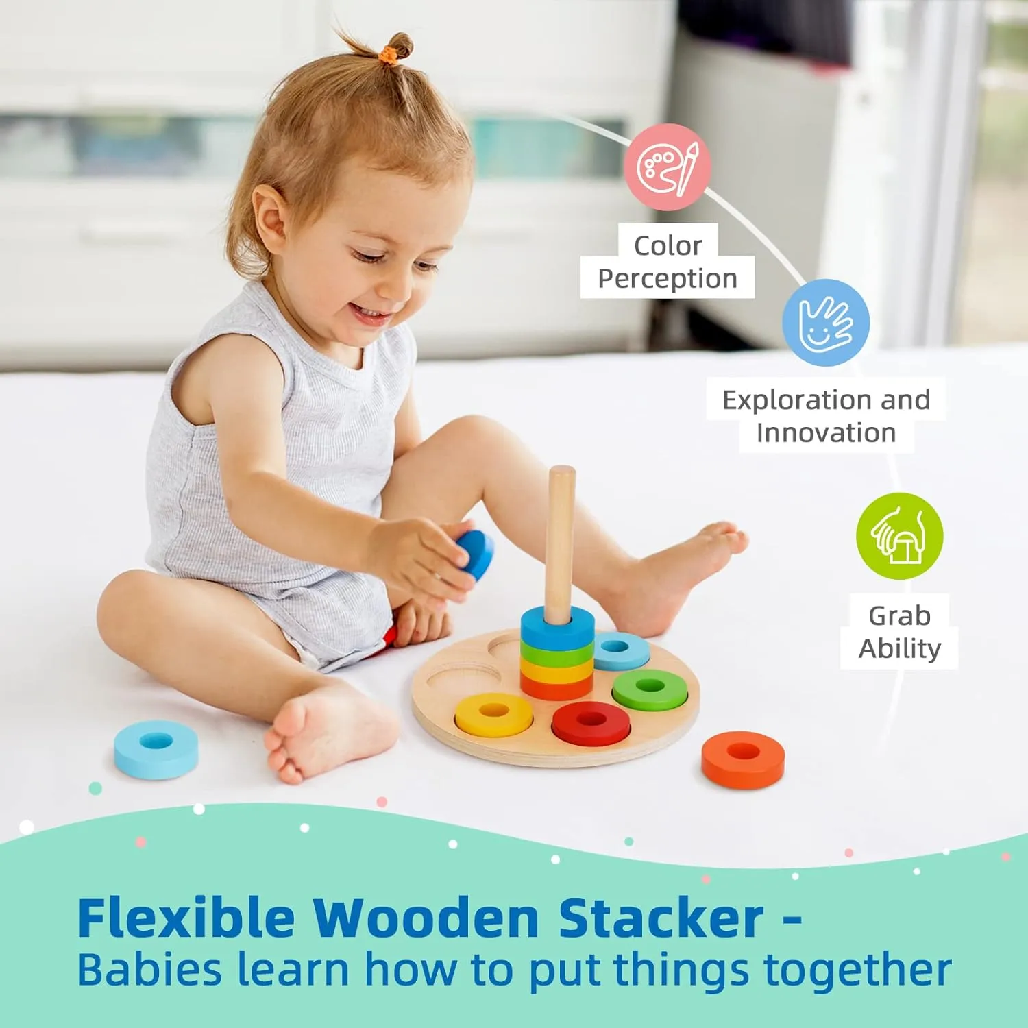 TOOKYLAND Early Learning Toy Bundle - 6 in 1 Box Educational Montessori Play Set; Wooden Toddler Toys 13-18 Months Old