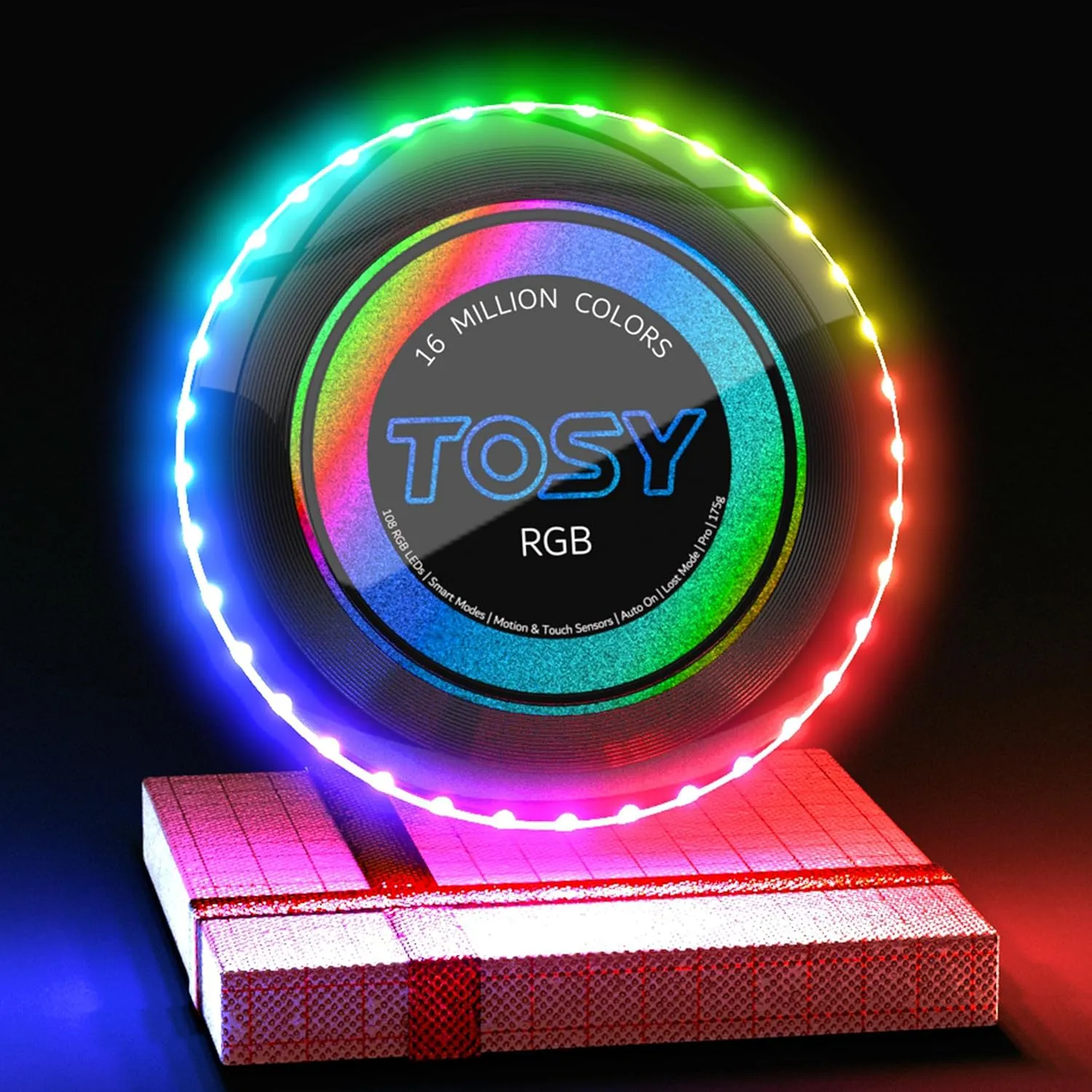 TOSY Flying Disc - 16 Million Colors RGB or 36 LEDs, Extremely Bright, Smart Modes, Camping Essentials for Teens/Kids/Adults/Men/Boys/Girls, Auto Light Up, Patented, Rechargeable, Waterproof, 175g