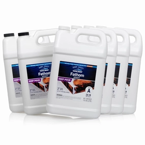 TotalBoat Fathom Deep Pour Epoxy Resin 6 Gallon Kit - 2-3" Depth Crystal-Clear Low Viscosity UV-Resistant Formula for Bubble-Free Casting, River Tables, Flower Preservation, DIY Crafts, and Wood