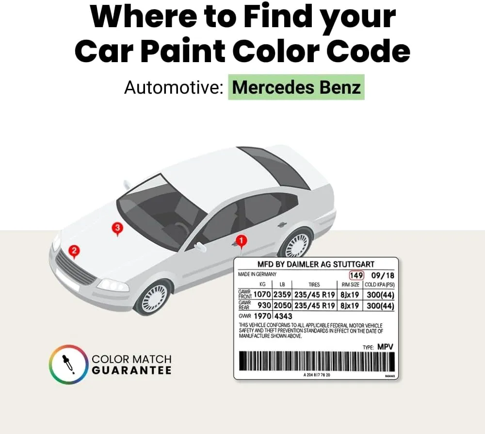 TouchUpDirect 922 Cirrus Silver Metallic Compatible with Mercedes-Benz Exact Match Touch Up Paint Aerosol - Essential Kit