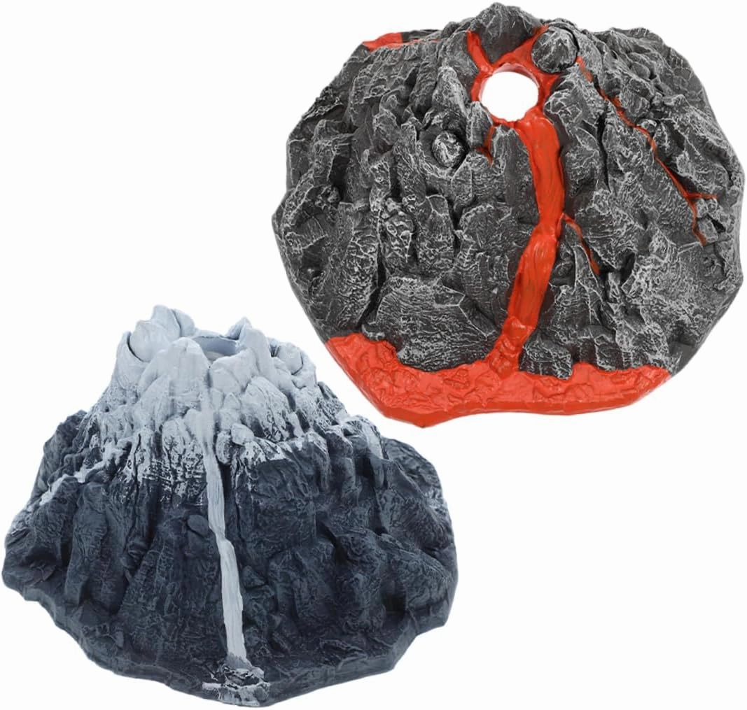 Toyvian 2PCS Volcano Model and Snow Mountain Micro Landscape Decoration for Realistic Educational for Science Experiments and Office Decor