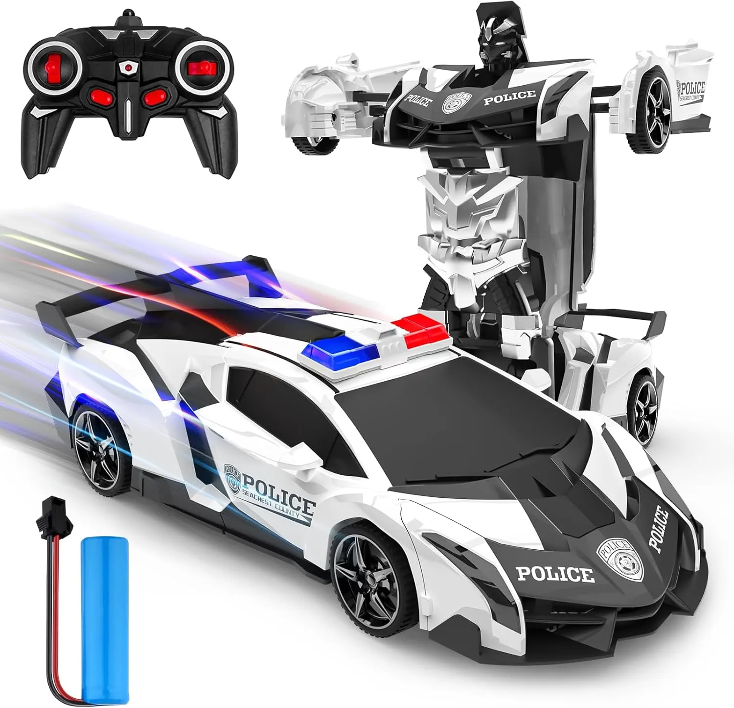 Transform Rc Cars for Boys, 2.4Ghz 1:18 Scale Remote Control Car Transforming Robot, 360° Rotation Car Toy Gifts for Boys 3-5 4-7 8-12