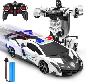 Transform Rc Cars for Boys, 2.4Ghz 1:18 Scale Remote Control Car Transforming Robot, 360° Rotation Car Toy Gifts for Boys 3-5 4-7 8-12